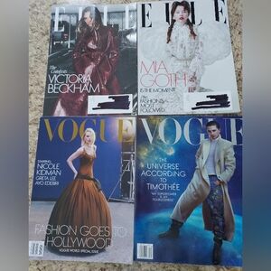 VOGUE ELLE Magazines 2025 lot of 4 Timothee, Mia Goth, Victoria Beckman, Kidman